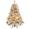 Lucktree 4.5 FT Pre-Lit Snow Flocked Christmas Tree, Artificial Hinged Xmas Tree W/ 150 LED Lights - LucktreeUS