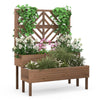 Lucktree Raised Garden Bed with Trellis, 2-Tier Wooden Planter Box with Legs and Drain Holes (Brown)