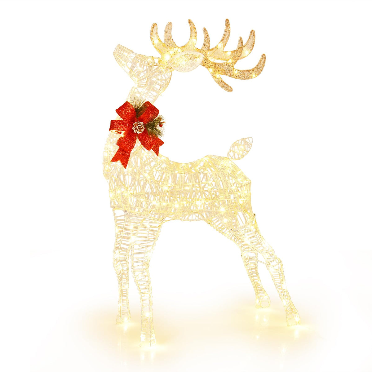 Lucktree Lighted Christmas Reindeer | 4.4 FT Pre-Lit Xmas Holiday Decoration