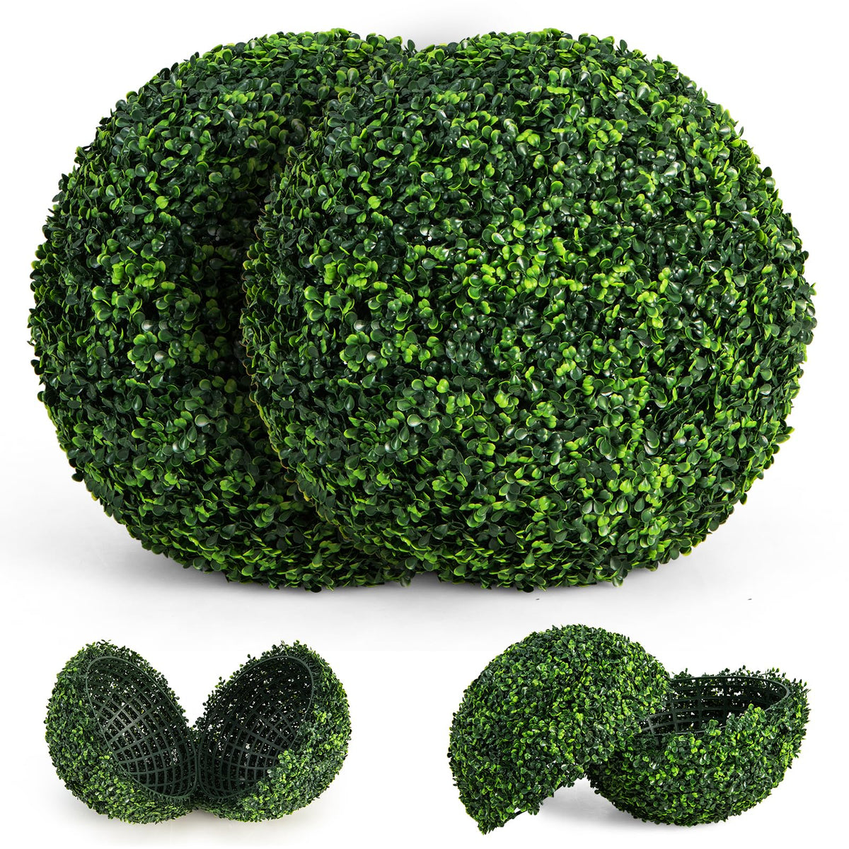 19 Inch Topiary Ball 2 pcs Sun Protective Faux Boxwood Greenery Balls