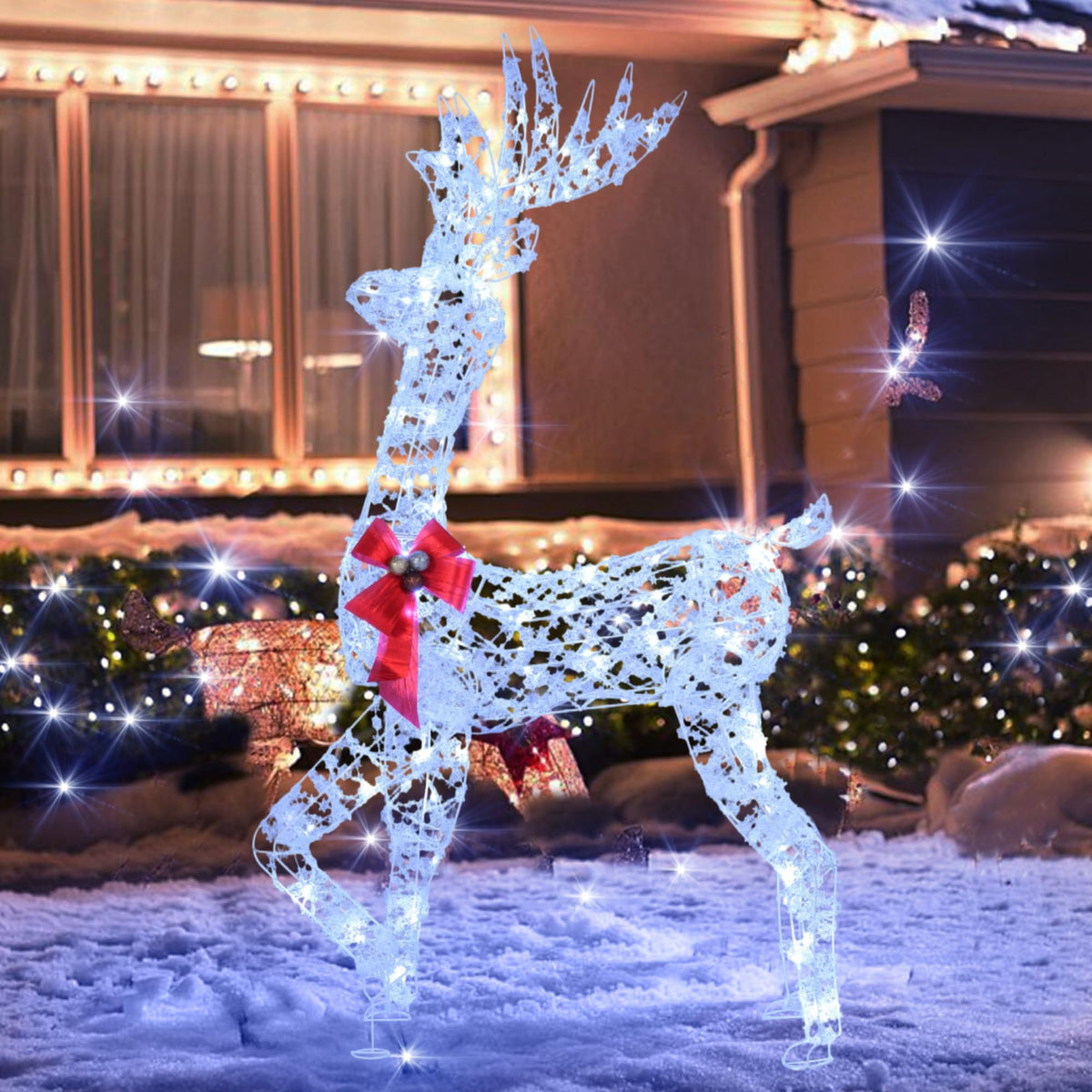 Lucktree 5 Feet Pre-Lit Christmas Reindeer with 100 LED Lights