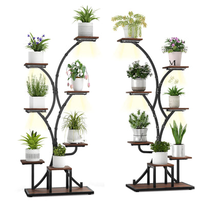 Lucktree Plant Stand Indoor with Grow Lights 8-Tier 58" Tall Corner Metal Plant Shelf