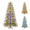 Lucktree 6.5FT / 7.5FT Pre-Lit Hinged Sparse Xmas Fir Tree with Multicolored LED Lights