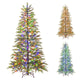 Lucktree 6.5FT / 7.5FT Pre-Lit Hinged Sparse Xmas Fir Tree with Multicolored LED Lights