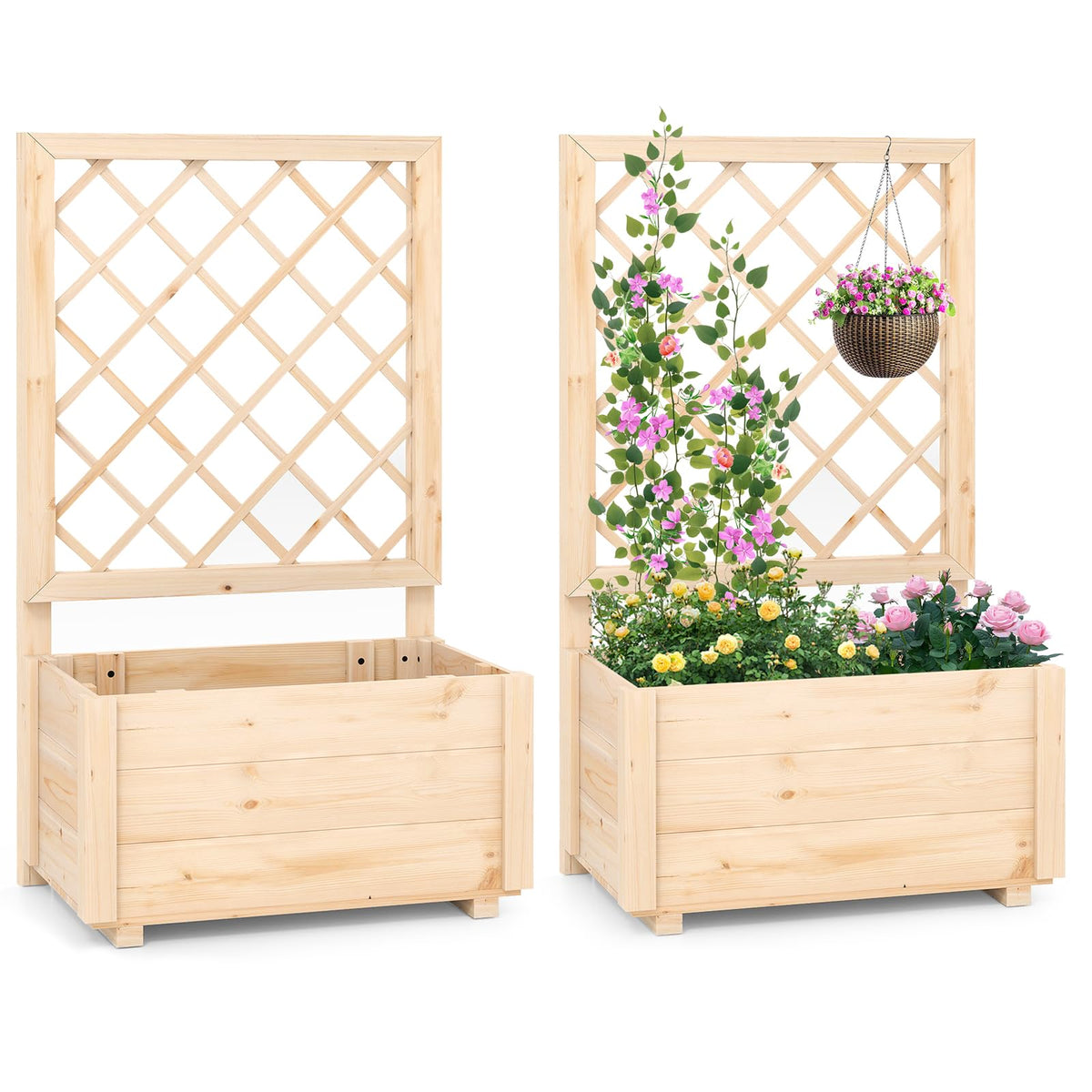 Lucktree Raised Garden Bed with Trellis (1/2)