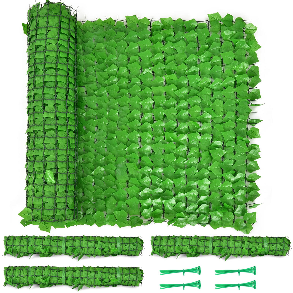 Lucktree 118" x 39.4" Artificial Hedges Fence Faux Ivy Vine Greenery Wall