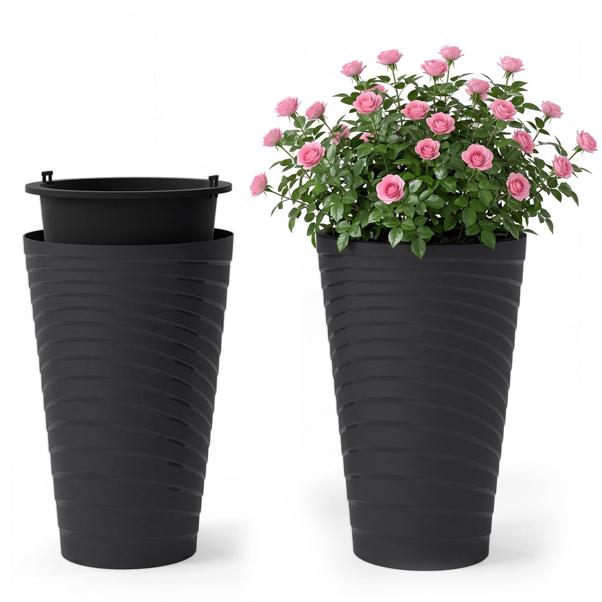 Lucktree 18" Tall Flower Pot Set of 2 Modern Decorative Planter Pots