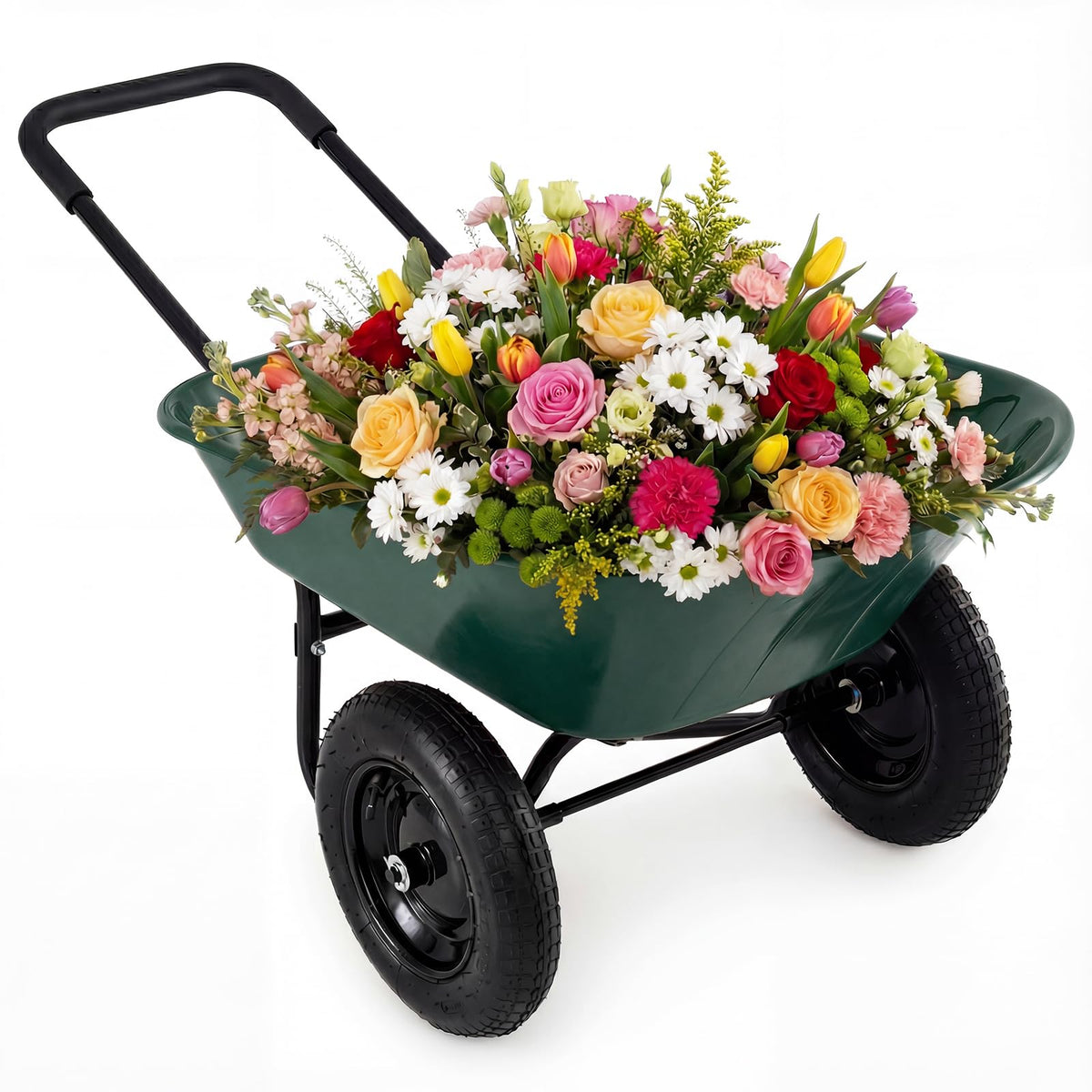 Lucktree Dual-Wheel Garden Cart for Outdoor Yard Lawn Gardening Construction Use