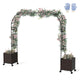 Lucktree 6.6 FT Garden Arch with Trellis and 2 Planter Boxes