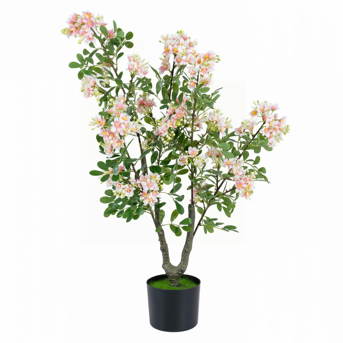 Lucktree 36" Artificial Impatiens Blossom Tree w/Mini Fruits & Faux Grass