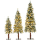 Lucktree 3' 4' 5' Pre-Lit Artificial Christmas Tree Set, Slim Pencil Xmas Trees with Snowy Leaves