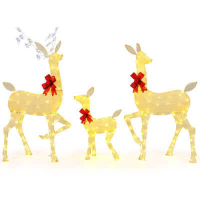 Lucktree 3 Pieces Christmas Lighted Reindeer Family Set