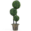 Lucktree 3 FT Artificial Boxwood Topiary Tree Sun-Protective Triple Ball Fake Plants Shrubs (1/2 Pack)