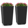 Lucktree Outdoor Wicker Flower Pot Set of 2, 22.5” Tall Planters with Drainage Hole, Self-Watering Tray
