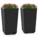 Lucktree Outdoor Wicker Flower Pot Set of 2, 22.5” Tall Planters with Drainage Hole, Self-Watering Tray