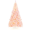 Lucktree 7.5ft Pink Pre-Lit Christmas Tree, Hinged Artificial Snow Flocked Xmas Tree with 1100 PVC Branch Tips, 450 LED Lights - LucktreeUS