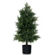 Lucktree 31.5'' Artificial Cedar Topiary Trees for Outdoors, Potted Fake Cypress Trees with Cement Plastic Pot