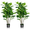 Lucktree Fake Fiddle Leaf Fig Tree, 2-Pack 51'' Tall Artificial Tree Greenery Plants in Pots W/100 Leaves - LucktreeUS