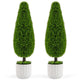 Lucktree 3ft Artificial Cedar Teardrop Shaped Topiary Tree, 2 Pack Faux Potted Plants with Plastic Nursery Pot