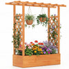 Lucktree Wooden Raised Garden Bed with Trellis & Hanging Roof