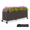Lucktree 38”x12”x14" Wicker Raised Garden Bed with Wheels