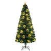Lucktree 7ft Pre-Lit Fiber Optic Christmas Tree, Artificial Lighted Xmas Tree with 48 Warm-White Shape-Adjustable Star String Lights