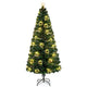 Lucktree 7ft Pre-Lit Fiber Optic Christmas Tree, Artificial Lighted Xmas Tree with 48 Warm-White Shape-Adjustable Star String Lights