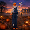 5.3 FT Animated Halloween Standing Pumpkin Scarecrow with Shovel