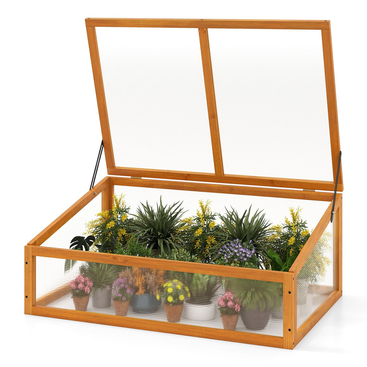Lucktree Portable Raised Planter Bed Protection with Transparent Flip-top Roof