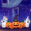 Lucktree 9 FT Halloween Inflatable Pumpkin Ghost, Spooky Lighted Holiday Decoration w/ Witch's Hat,