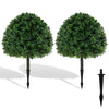Lucktree 28 Inches Artificial Boxwood Topiary Ball Tree Set Sun-Protective Fake Shrub Plants