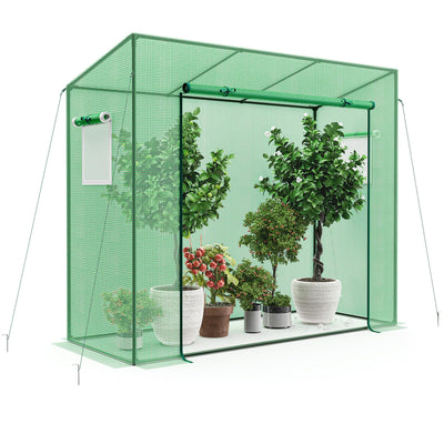 Lucktree Outdoor Portable Mini Greenhouse w/ PE Cover & 4 Ground Stakes & Ropes