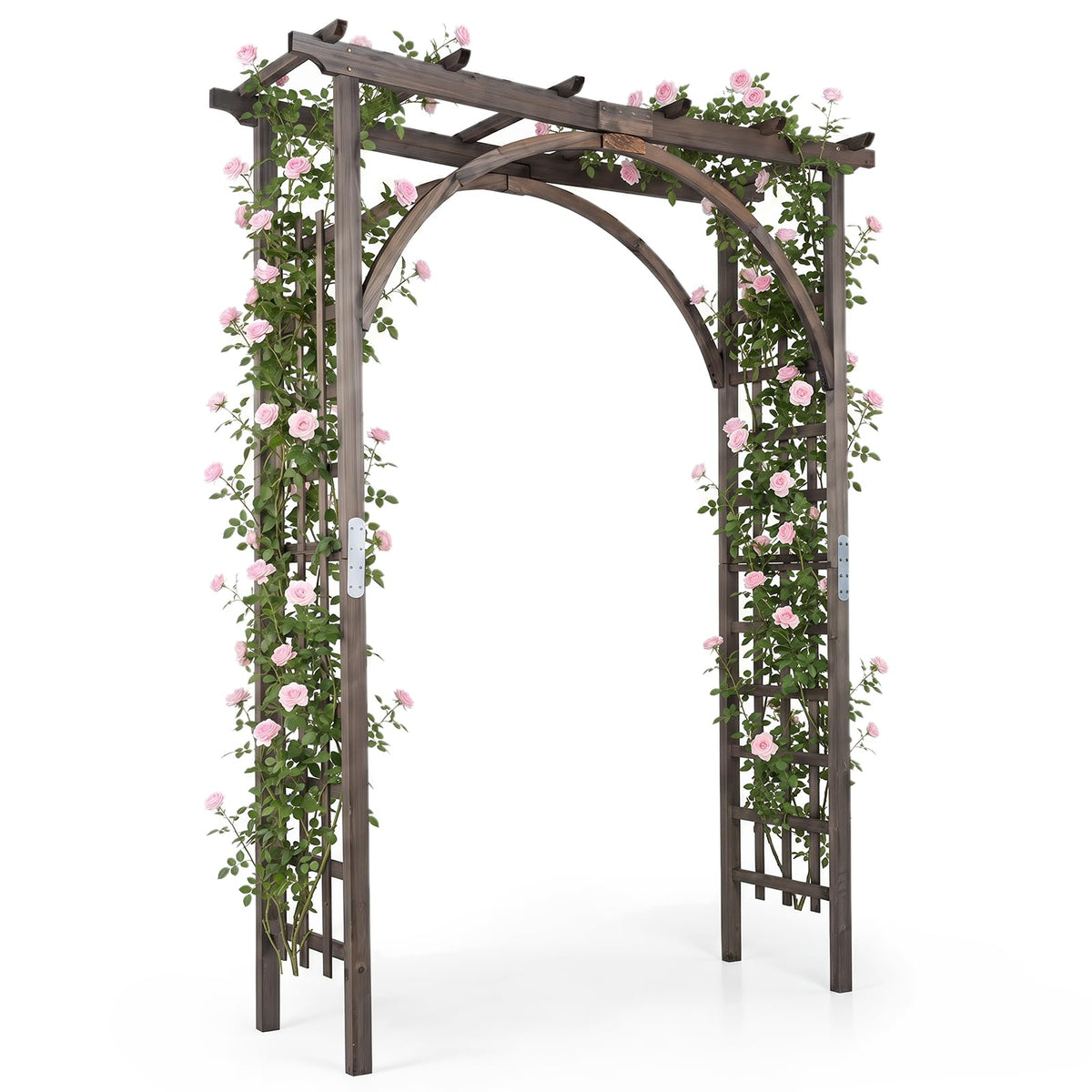 Lucktree 85" Wood Garden Arch Trellis with Flat Top for Climbing Plants