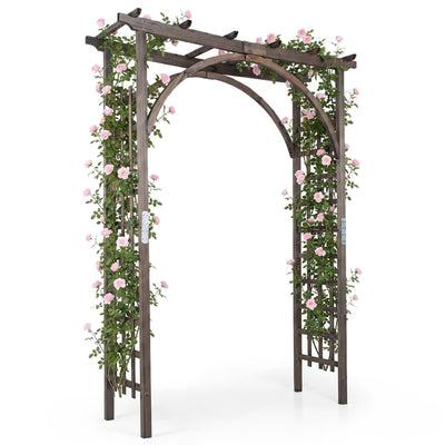 Lucktree 85" Wood Garden Arch Trellis with Flat Top for Climbing Plants