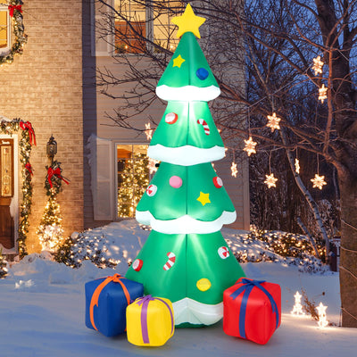 Lucktree 6 FT Inflatable Christmas Tree, Blow up Christmas Tree with 3 Gift Boxes, Self Inflating X-mas Tree with LED Lights