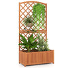 Lucktree Solid Acacia Wood Planter Box with Trellis 63" Raised Garden Bed with Trellis