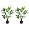 Lucktree 4ft Artificial Monstera Deliciosa Plant, 2 Pack Tall Fake Tropical Palm Tree in Pot with 10 Decorative Split Leaves