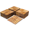 Lucktree 27 PCS Interlocking Patio Deck Tiles, 12 x 12in Acacia Hardwood Floor Tiles, Tools Free Assembly