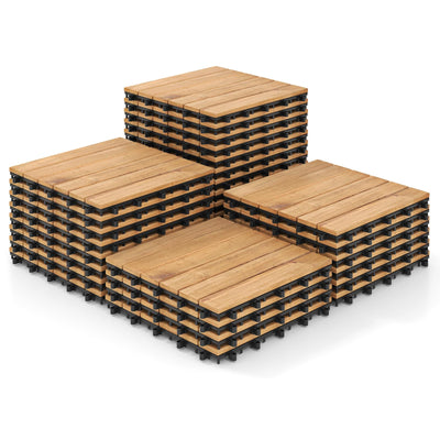 Lucktree 30 PCS Acacia Wood Interlocking Patio Deck Tiles