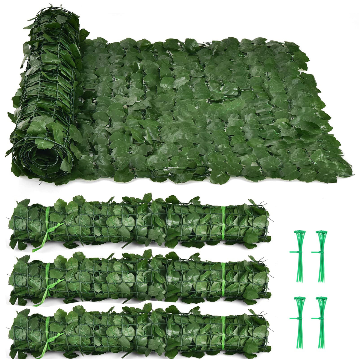 Lucktree 118" x 39.4" Artificial Hedges Fence Faux Ivy Vine Greenery Wall