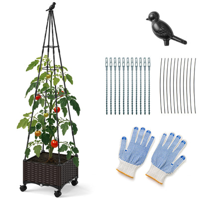 Lucktree Raised Garden Bed with Wheels & Tomato Cage