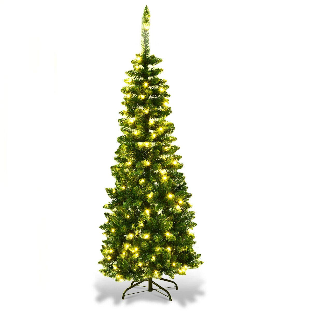 Lucktree Prelit Pencil Christmas Tree, 4.5FT Premium Hinged Fir Tree - LucktreeUS