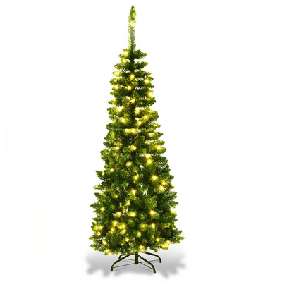 Lucktree Prelit Pencil Christmas Tree, 4.5FT Premium Hinged Fir Tree - LucktreeUS