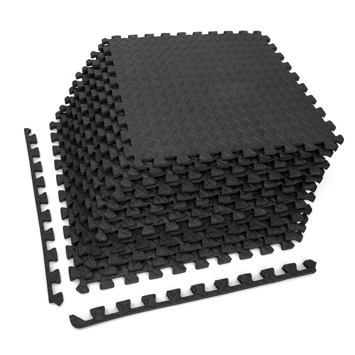 Lucktree 12 Tiles Exercise Flooring Mats with Border, Non-Slip EVA Foam Protective Mats