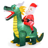 Lucktree 6.7 FT Inflatable Christmas Santa Claus Riding Dinosaur Decoration with Lights Stakes