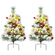 Lucktree 2FT Pathway Christmas Trees Set of 2, Pre-Lit Snow Flocked Xmas Trees with 30 Warm White LED Lights - LucktreeUS