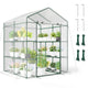 Lucktree Walk-in Greenhouse w/ 3 Tiers 4 Shelves, 4 Ground Stakes & Ropes, PVC Cover