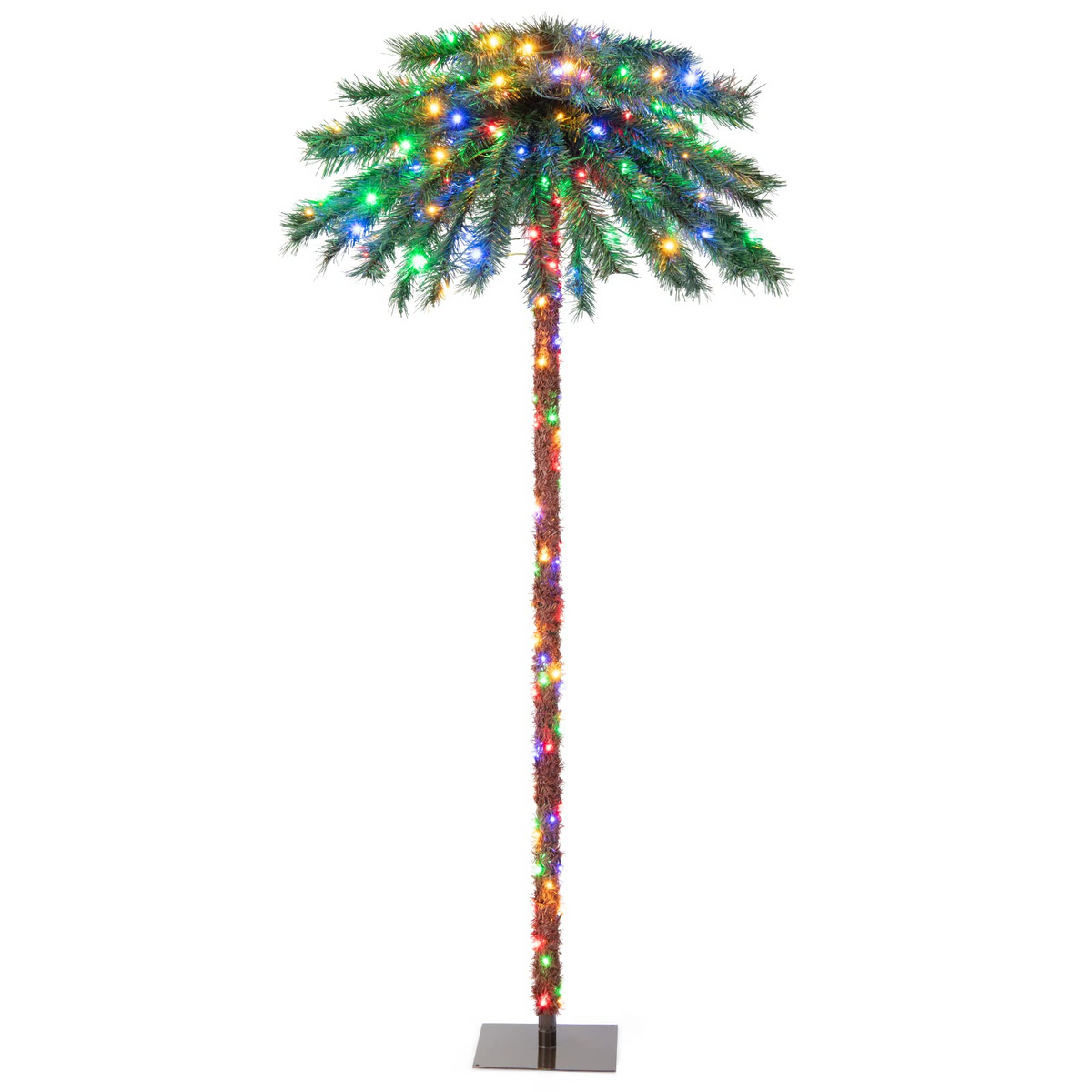 Lucktree 6 FT Pre-Lit Artificial Christmas Tree, Lighted Xmas Palm Tree W/ 210 Multi-Color LED Lights - LucktreeUS