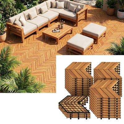 Lucktree 30 PCS Interlocking Patio Flooring Tiles with Drainage Base