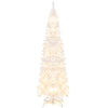 Lucktree 7ft White Pre-Lit Pencil Christmas Tree, Artificial Hinged Slim Tree with 800 Tips, 300 Warm White Lights - LucktreeUS